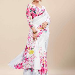 HERE&NOW Floral Printed Pure Cotton Ikat Saree-53