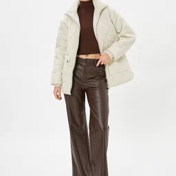 Koton Women Mock Collar Solid Casual Quilted Jacket-35