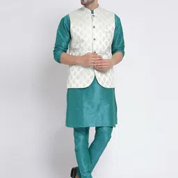 TS LIFESTYLE Men Floral Regular Dupion Silk Kurta with Churidar-image-90