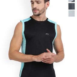 FTX Men Pack Of 4 Colourblocked Round Neck Sports Gym Vest-picture-44