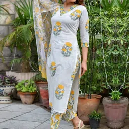 Anouk Rustic Ethnic Motifs Printed Straight Kurta with Trousers & Dupatta-picture-5