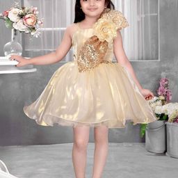 Lagorii Girls Shimmer Party Frock with Sequin Bow and 3D Flower Detail-image-54