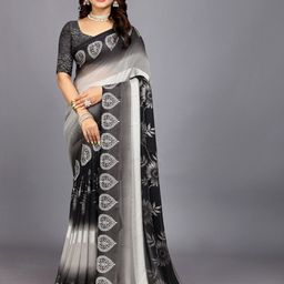 Aardiva Floral Printed Saree with Blouse Piece-image-9