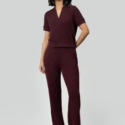 necesera Striped Polo Collar Short Sleeves T-shirt & Trousers-image-73