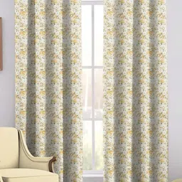 Trance Home Linen White & Gold-Toned 2 Pieces Floral Printed Cotton Door Curtains-image-61