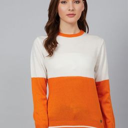 The Roadster Lifestyle CoColourblocked Round Neck Pullover Ribbed Sweater-image-58