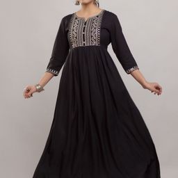 RAAKA Embroidered Sequinned Notch Neck Anarkali Kurta-image-54