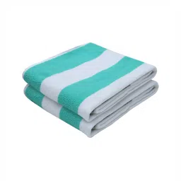 AAZEEM Green & White 2 Pcs Striped Terry Cotton 150 GSM Bath Towel-image-21