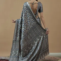Anouk Bagh Poly Crepe Block Print Saree image 5