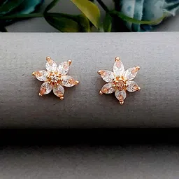 MEIRA JEWELLERY Rose Gold Plated Artificial Stones Studded Floral Shaped Studs-picture-46