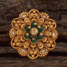 Kushal's Fashion Jewellery Gold-Plated Stone Studded & Beaded Antique Finger Ring-21