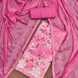 Blissta Floral Embroidered Sequinned Cambric Cotton Unstitched Dress Material-image-66