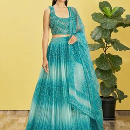 DIVASTRI Embroidered Sequinned Semi-Stitched Lehenga & Unstitched Blouse With Dupatta image 3
