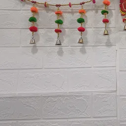 Nutts Bandhanwar Green & Pink Wooden Ganesh Hanging Garlands-image-78