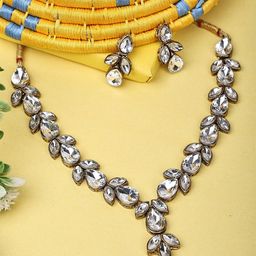 Dhivara Kundan Studded Necklace And Earrings-image-61