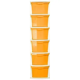 Parasnath Orange & White 6-Layer Drawer Multi-Utility Organisers with Wheels image 4