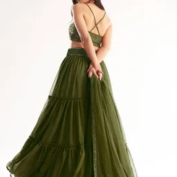 DIVASTRI Embellished Sequinned Semi-Stitched Lehenga & Unstitched Blouse With Dupatta image 2