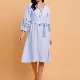Sands of India Striped A-Line Dress-picture-1