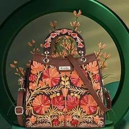 EVEDA Women Floral Embellished Structured Satchel with Quilted-32