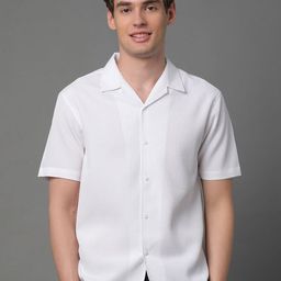 Metronaut Men Regular Fit Spread Collar Textured Casual Shirt-image-100