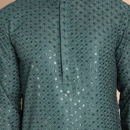 Jompers Men Embroidered Regular Sequinned Kurta with Pyjamas image 2