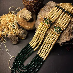 Radhe Creation Men Gold-Plated Moti Mala Pearls Beaded Six Layered Necklace-image-58