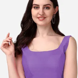 HERE&NOW Round Neck Sleeveless Padded Silk Saree Blouse-image-63