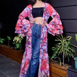 SUFIZA LIFESTYLE Women Printed Longline Shrug-35