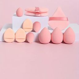 Facejewel Set Of 3 Mini Puffs & Set Of 3  Triangle Powder Puff With Set Of 6 Mini Blender image 1