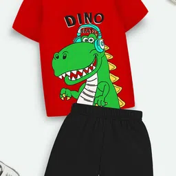 YK X Trampoline Kids Printed T-shirt with Shorts-image-57