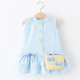 StyleCast x Revolte Girls Self Design Round Neck Gathered or Pleated Cotton A-Line Dress-image-50