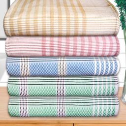 Athom Living Blue & Pink 5 Pieces Striped Cotton 210 GSM Bath Towels-image-68