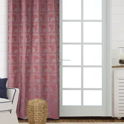 Saral Home Rust & Grey Floral Black Out Long Door Curtain-22