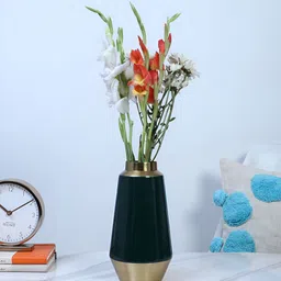 Two Moustaches Black & Brown Glossy Finish Flower Vase-58