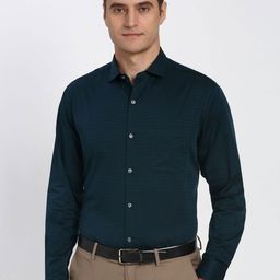 Peter England Elite Checked Spread Collar Pure Cotton Regular Fit Formal Shirt-picture-8