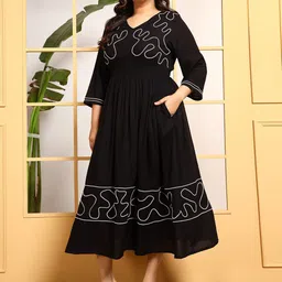 DEEBACO Women Embroidered Fit & Flare Midi Dress-picture-20