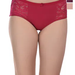 Valles365 by S.C. Pack Of 3Lace Mid-Rise Hipster Briefs PNTPSDCRWINREDBG-S-picture-53