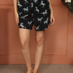 ETC Women Animal Printed Relaxed Fit Mid-Rise Outdoor Regular Shorts-34