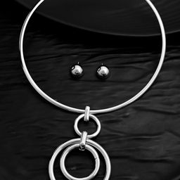 VOJ Silver-Plated Stainless Steel Snake Hasli Necklace With Studs-image-58