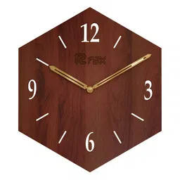 12 fox Coffee Brown Geometric Wooden Analogue Wall Clock-8