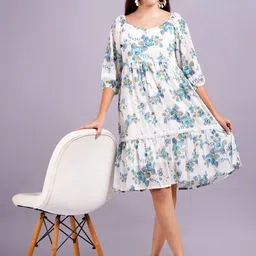 OH MI DIOS Women Floral PrintedA-Line Above Knee Dress-image-33