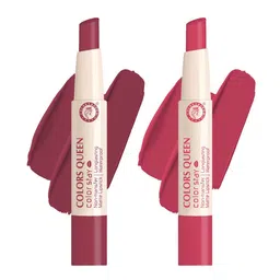Colors Queen Color Stay Set Of 2 Non Transfer Matte Lipstick -2.1g-On Mode19-Rose Sunday20-88