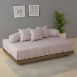 SWAYAM 6-Pcs Brown & Pink Printed Pure Cotton 120 GSM Diwan Set-image-60