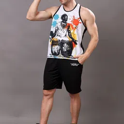 YELLOW TREE Men Printed Scoop Neck Sleeveless Gym Vests YT Tabla Print Vest _M-picture-24