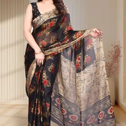 SUPERLAXMI Floral Pure Chiffon Saree-picture-5