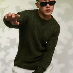 Campus Sutra Men Cable Knit Woollen Pullover-picture-17