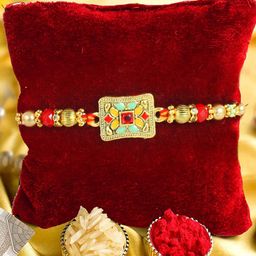TIED RIBBONS Boys Stone-Studded & Beaded Thread Rakhi With Roli Chawal & Greeting Card-image-97