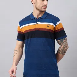Duke Colourblocked Polo Collar Cotton Slim Fit T-shirt-image-46