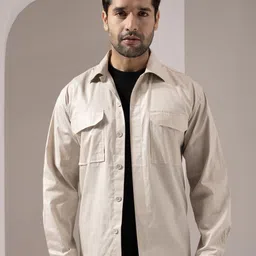 PERCH Men Boxy Opaque Casual Shirt-image-1