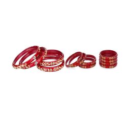 SOMIL Set Of 12 Red Glass Artificial Stones and Beads Bangles-image-98